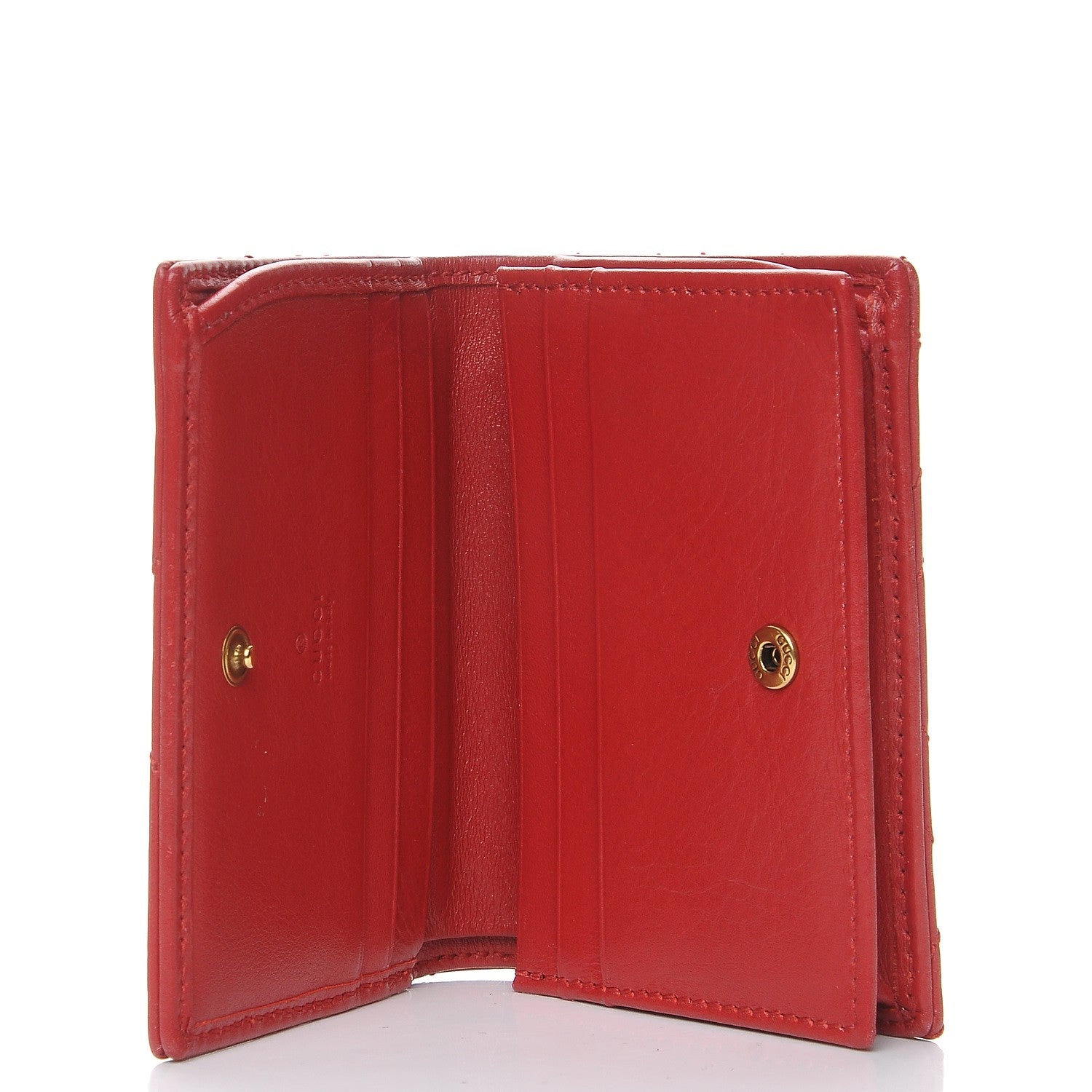 Gucci Calfskin Matelasse GG Marmont Card Case Hibiscus Red 5 of 8
