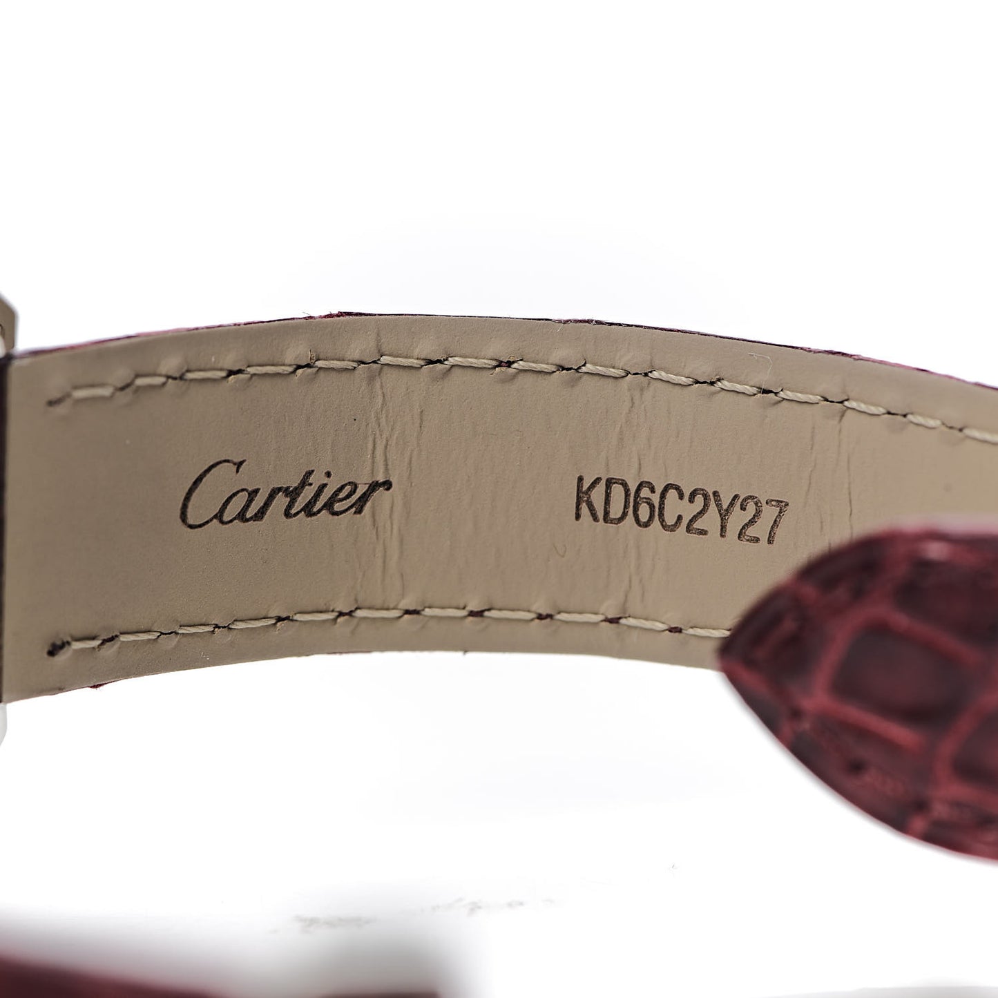 Stainless Steel Alligator 35mm Cle De Cartier Automatic Watch Burgundy