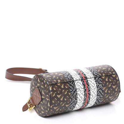 Burberry E-Canvas Monogram Stripe The Barrel Bag Bridle Brown 3 of 10