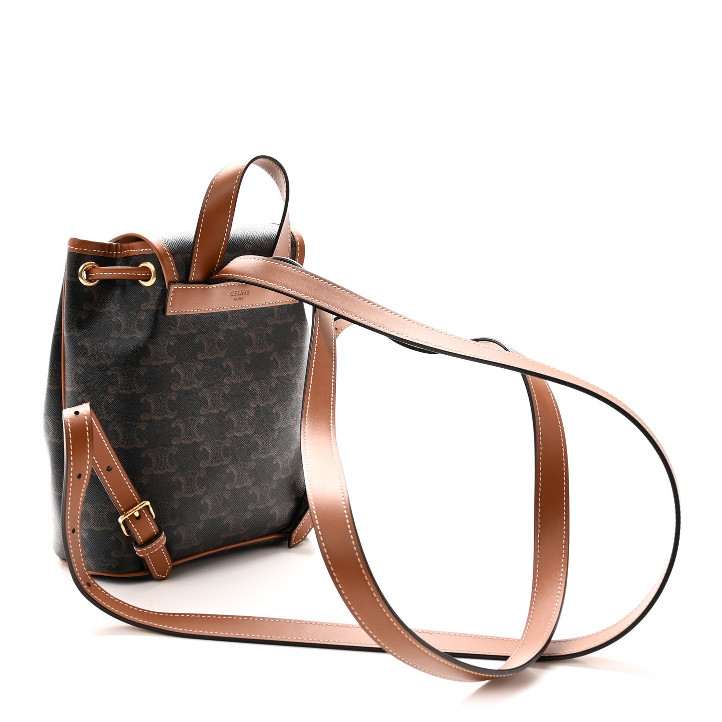 Triomphe Canvas Calfskin Mini Folco Backpack Tan