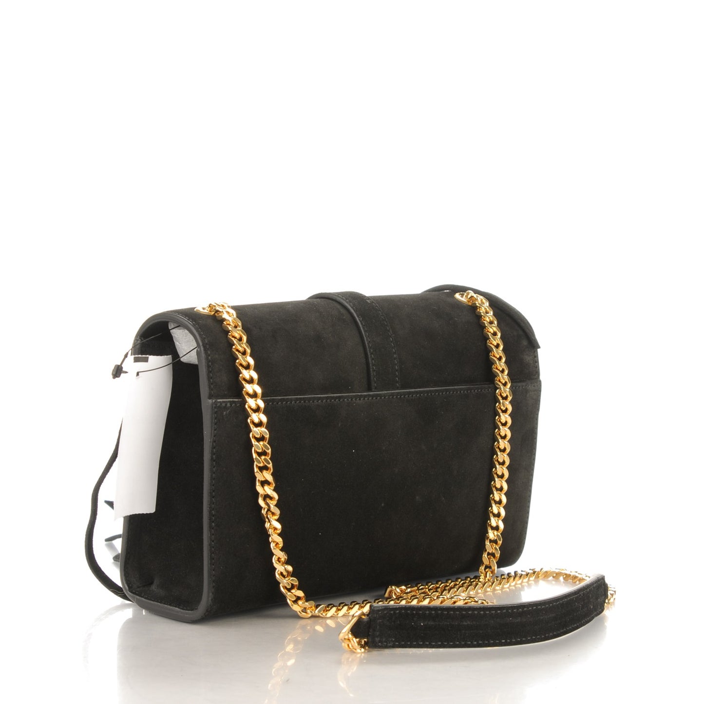Suede Fringe Small Monogram Satchel Black