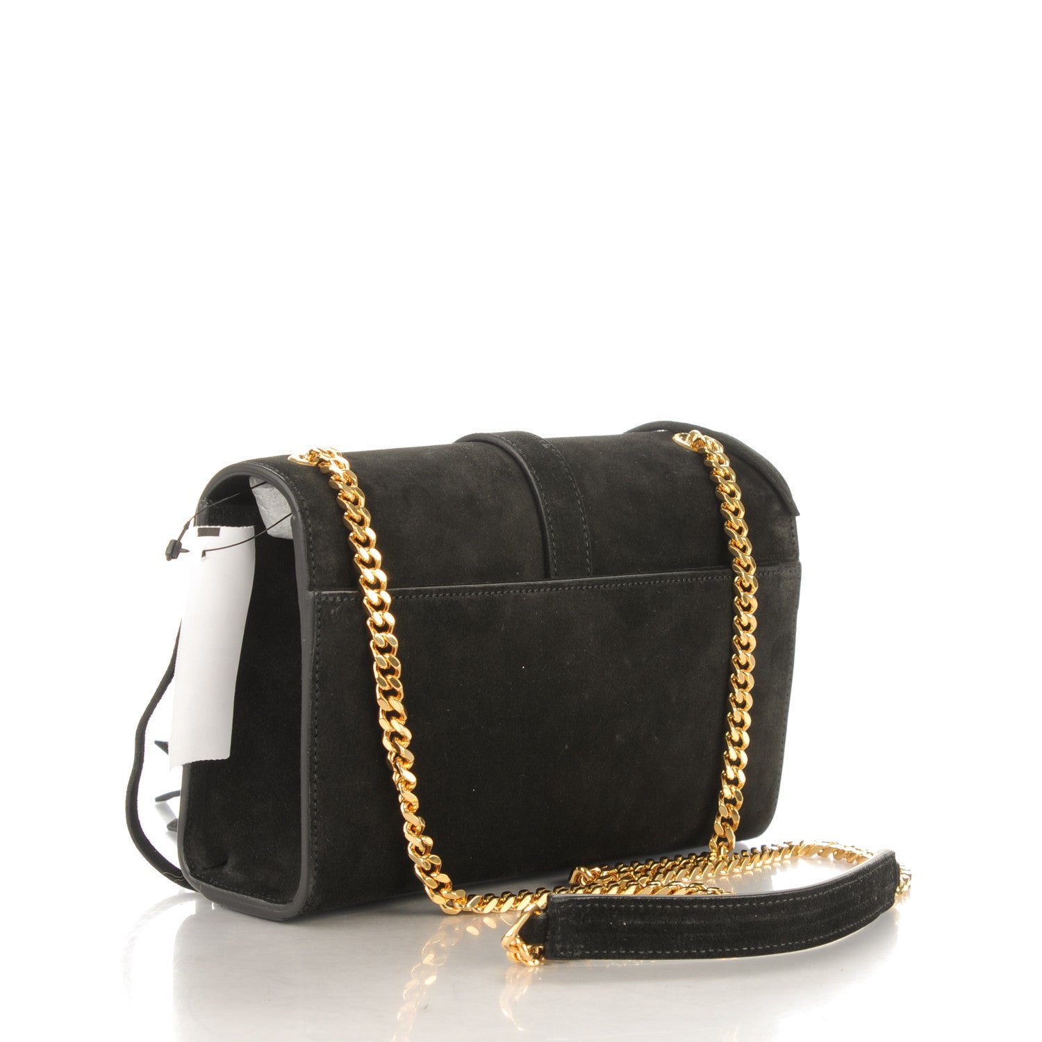 Saint Laurent Suede Fringe Small Monogram Satchel Black 2 of 7
