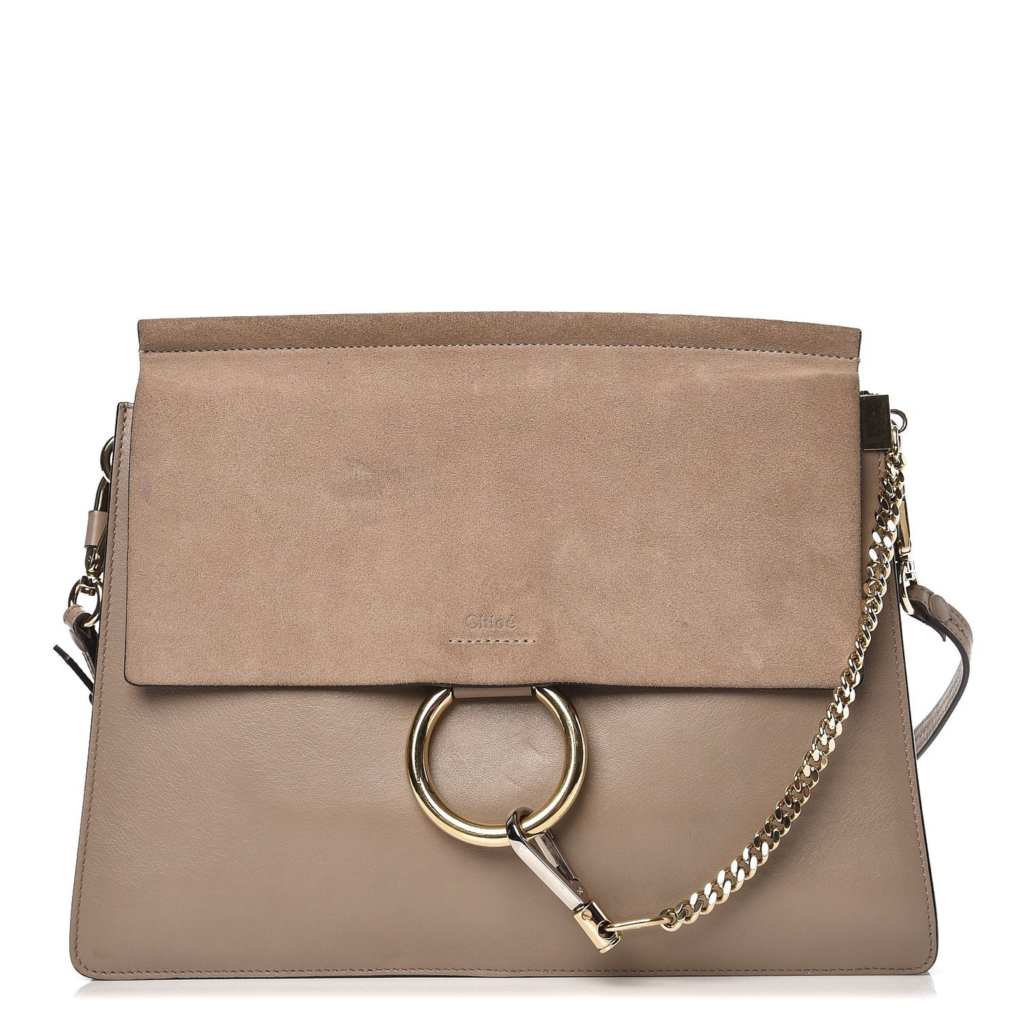 Calfskin Suede Medium Faye Shoulder Bag Motty Grey