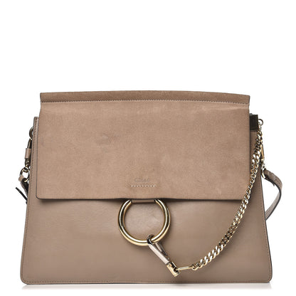 Chloe Calfskin Suede Medium Faye Shoulder Bag Motty Grey 1 of 2