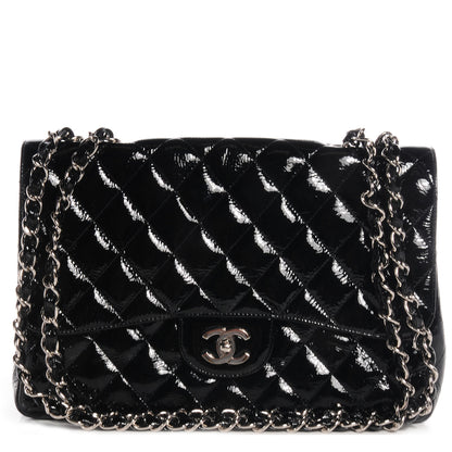 Chanel Distressed Patent Jumbo Single Flap Black 1 of 9