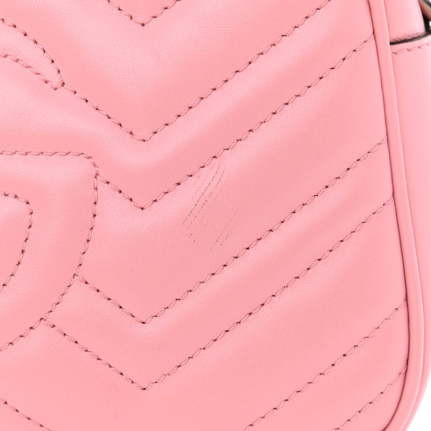 Calfskin Matelasse Small GG Marmont Chain Shoulder Bag Wild Rose