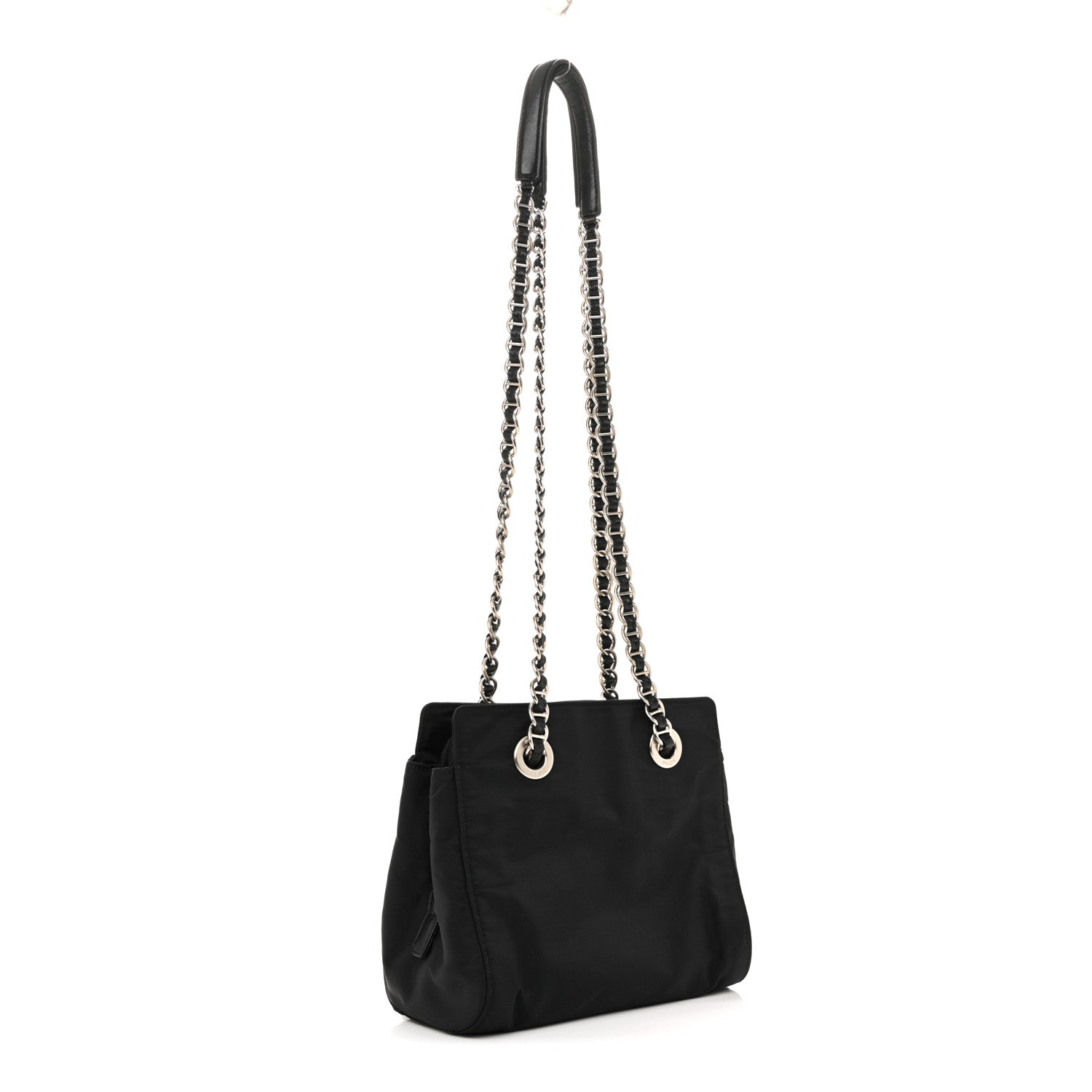 Prada Tessuto Nylon Acciaio Chain Shoulder Bag Black 3 of 15