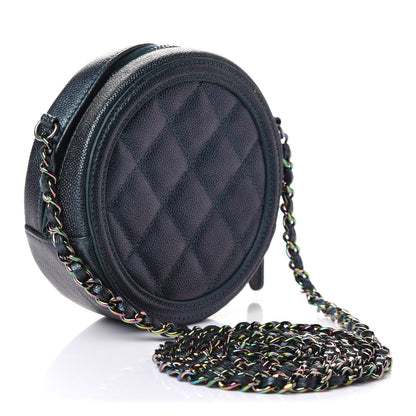 Chanel Iridescent Caviar Quilted Round Filigree Crossbody Dark Turquoise 2 of 9