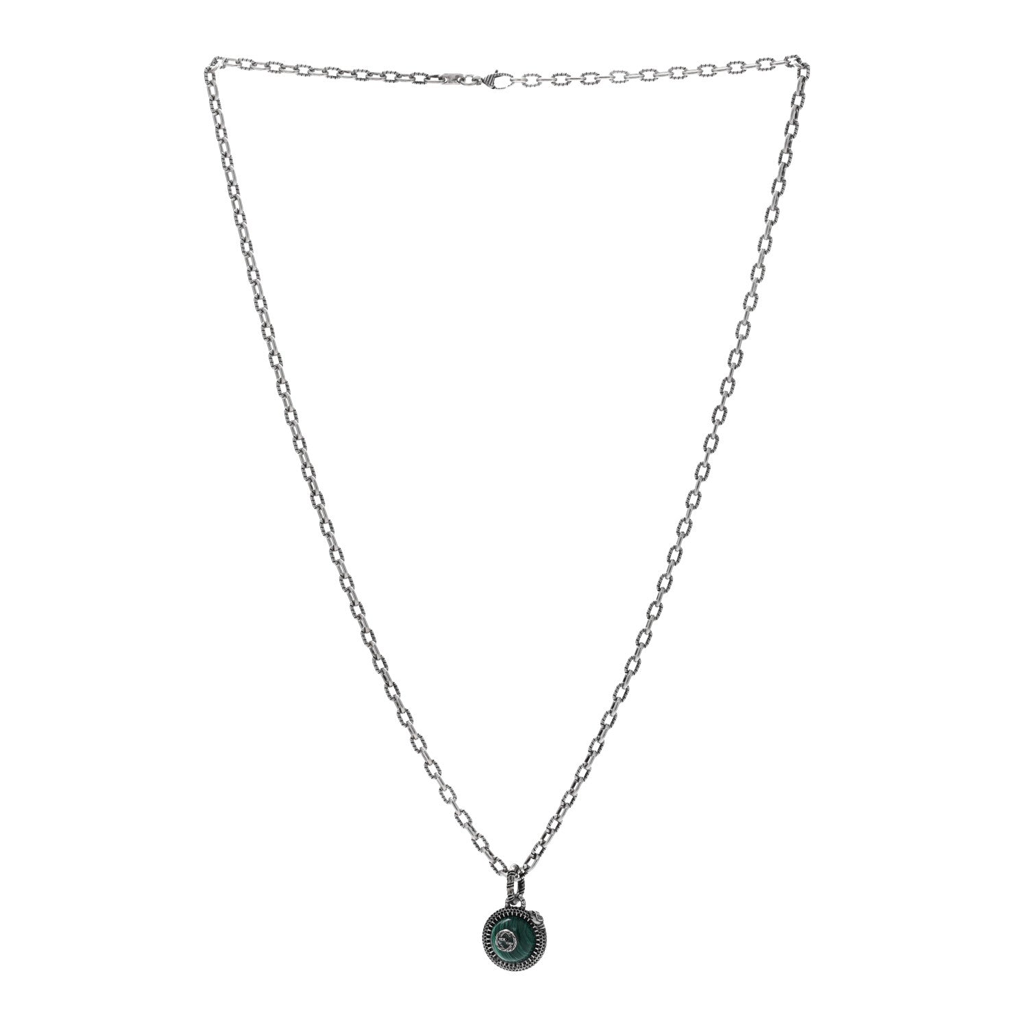 Gucci Sterling Silver Resin Garden GG Necklace Green 3 of 6