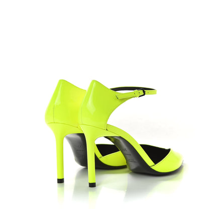 Saint Laurent Patent Anja 85 Ankle Strap Pointed Pumps 37.5 Fluo Yellow 4 of 10