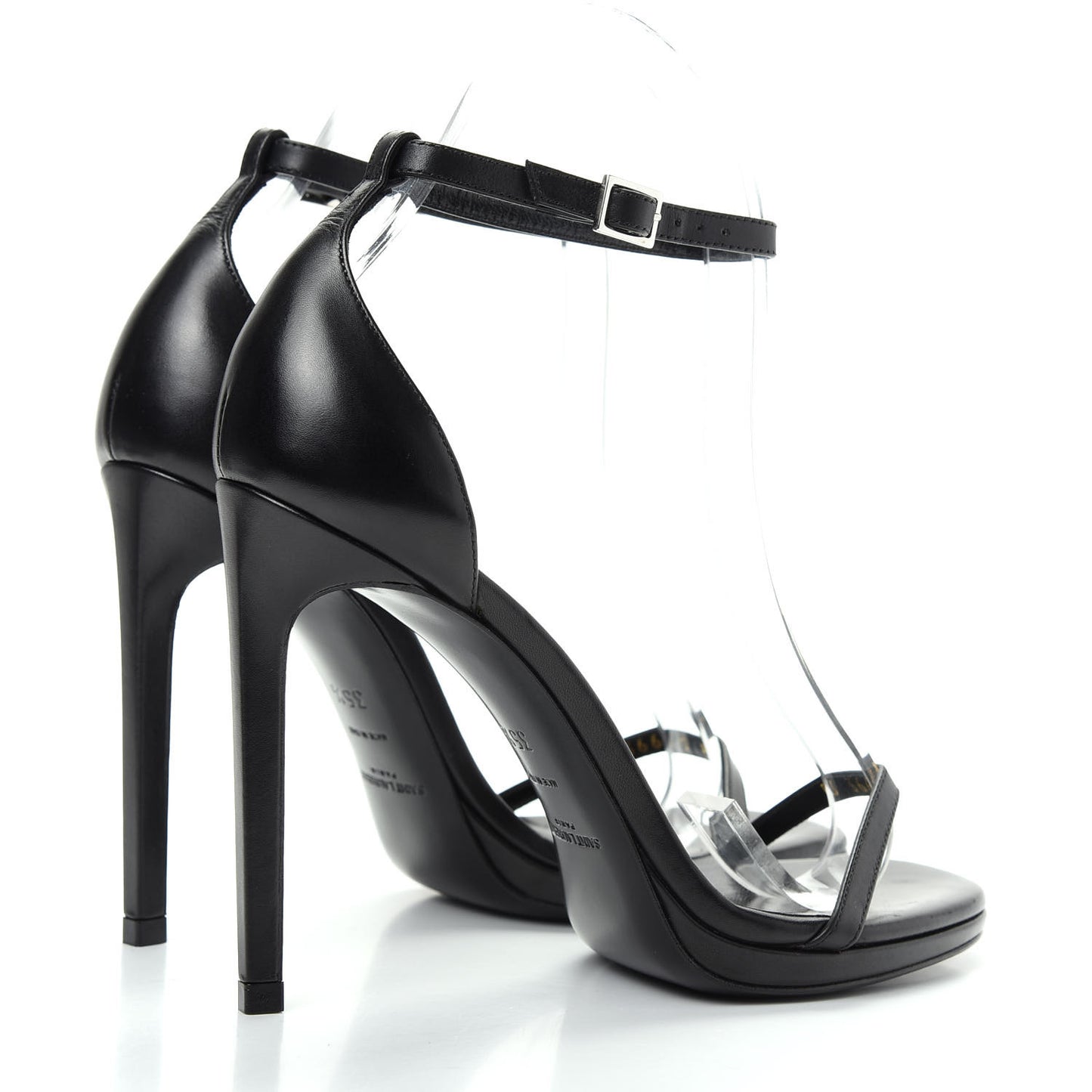 Calfskin Jane 110 Ankle Strap Sandals 35.5 Black