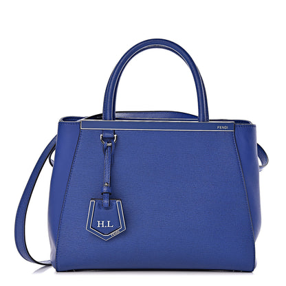 Fendi Vitello Elite Petite 2Jours Tote Blue Neon 1 of 10