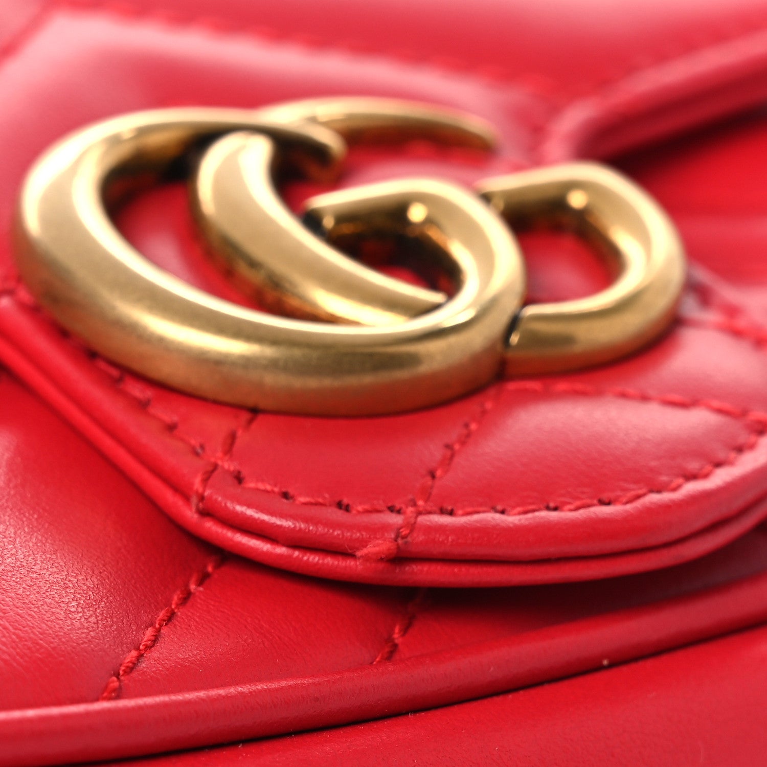 Gucci Calfskin Matelasse Super Mini GG Marmont Shoulder Bag Hibiscus Red 11 of 12