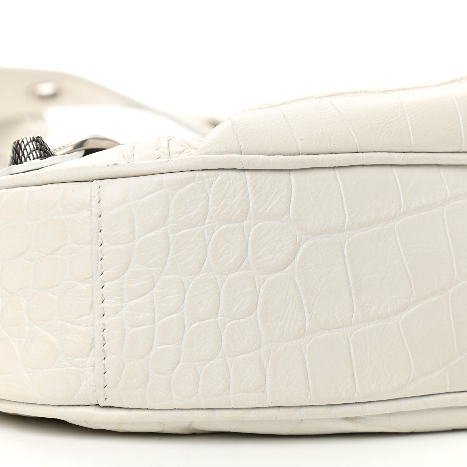 Balenciaga Extra Supple Calfskin Crocodile Embossed Le Cagole Shoulder Bag XS White 9 of 10