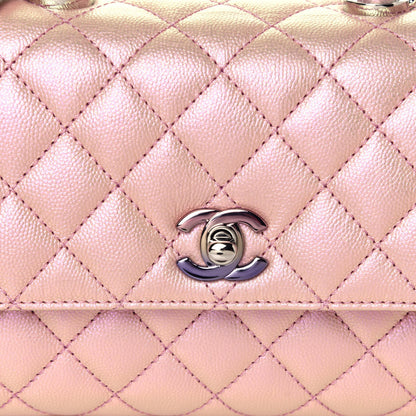 Chanel Iridescent Caviar Quilted Mini Coco Handle Flap Pink 8 of 13