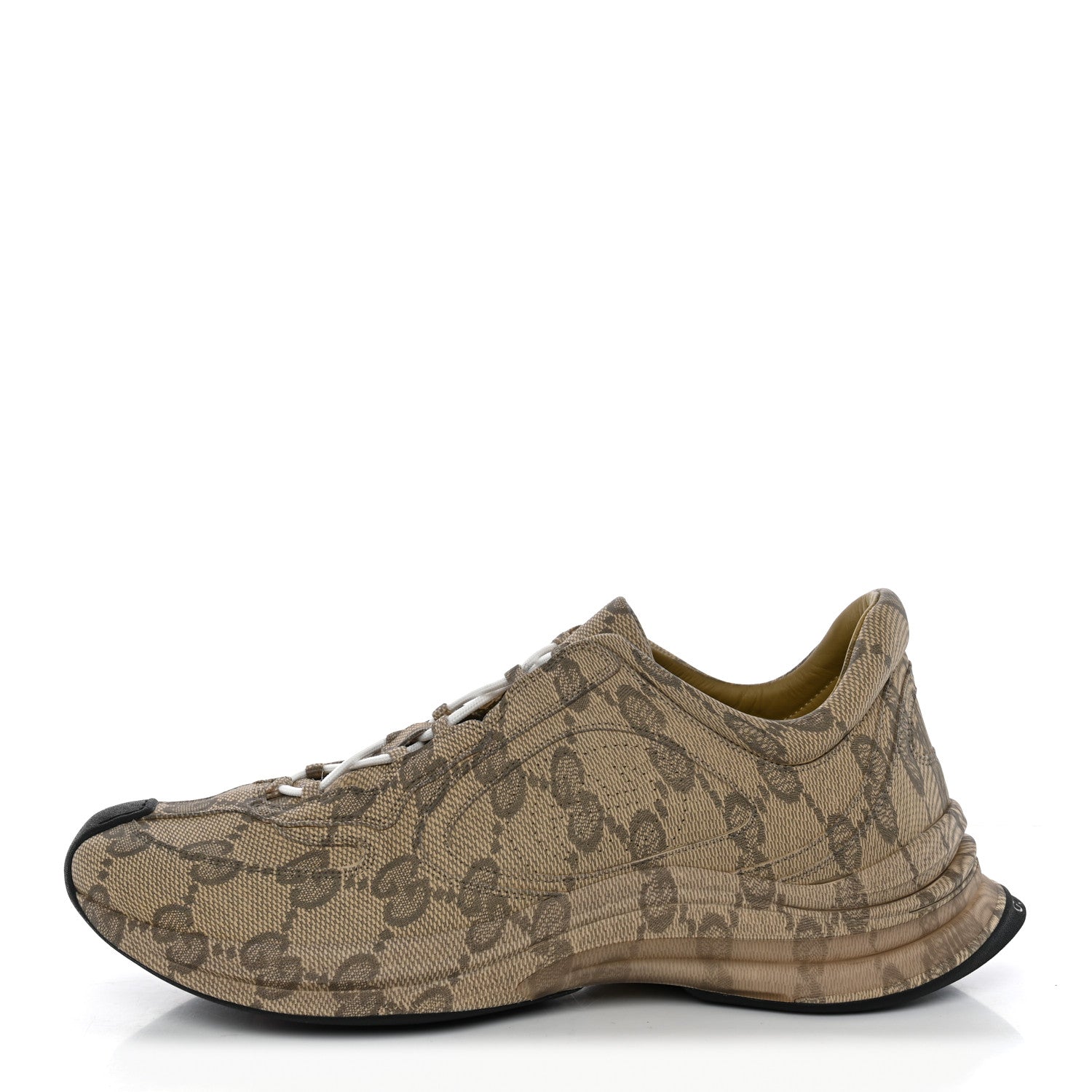 Gucci Ultralight Plume Calfskin Monogram Printed Mens Gucci Run Sneakers 11.5 Beige Ebony 1 of 11