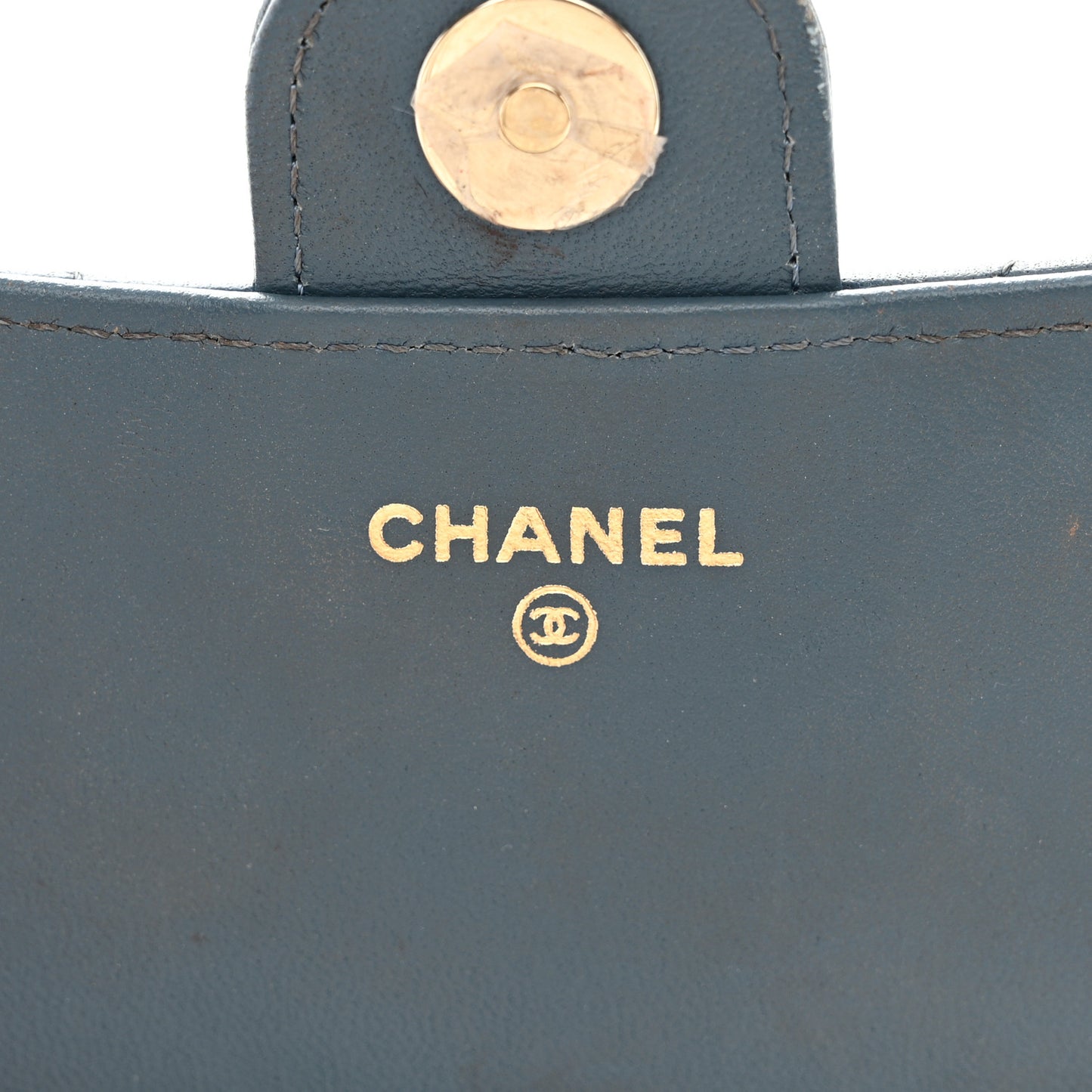 Lambskin Quilted Flap Phone Holder With Chain Blue
