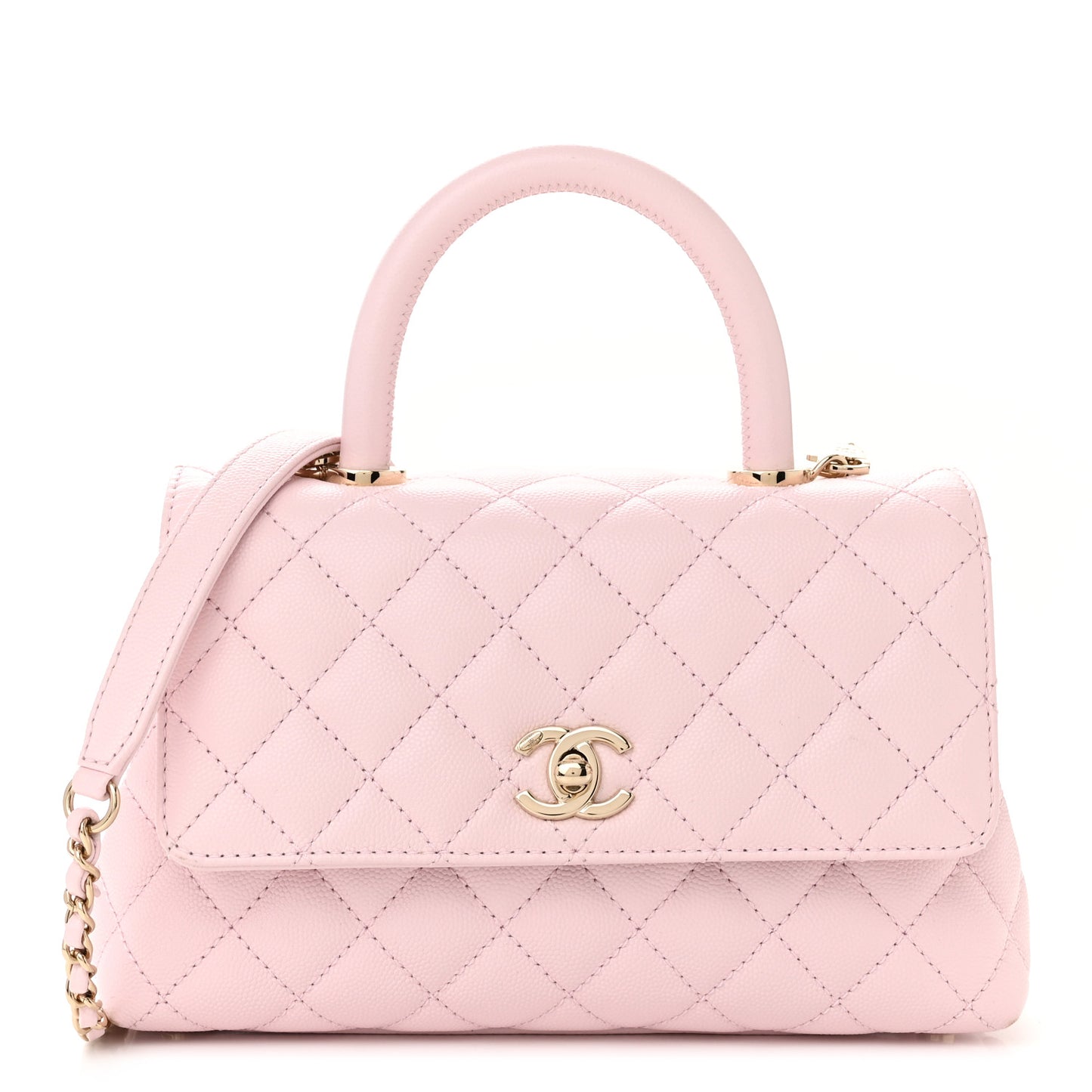 Caviar Quilted Mini Coco Handle Flap Light Pink