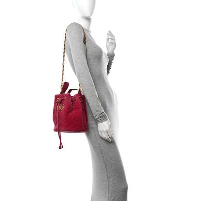 Gucci Velvet Matelasse GG Marmont Bucket Bag Light Raspberry Rose 2 of 16