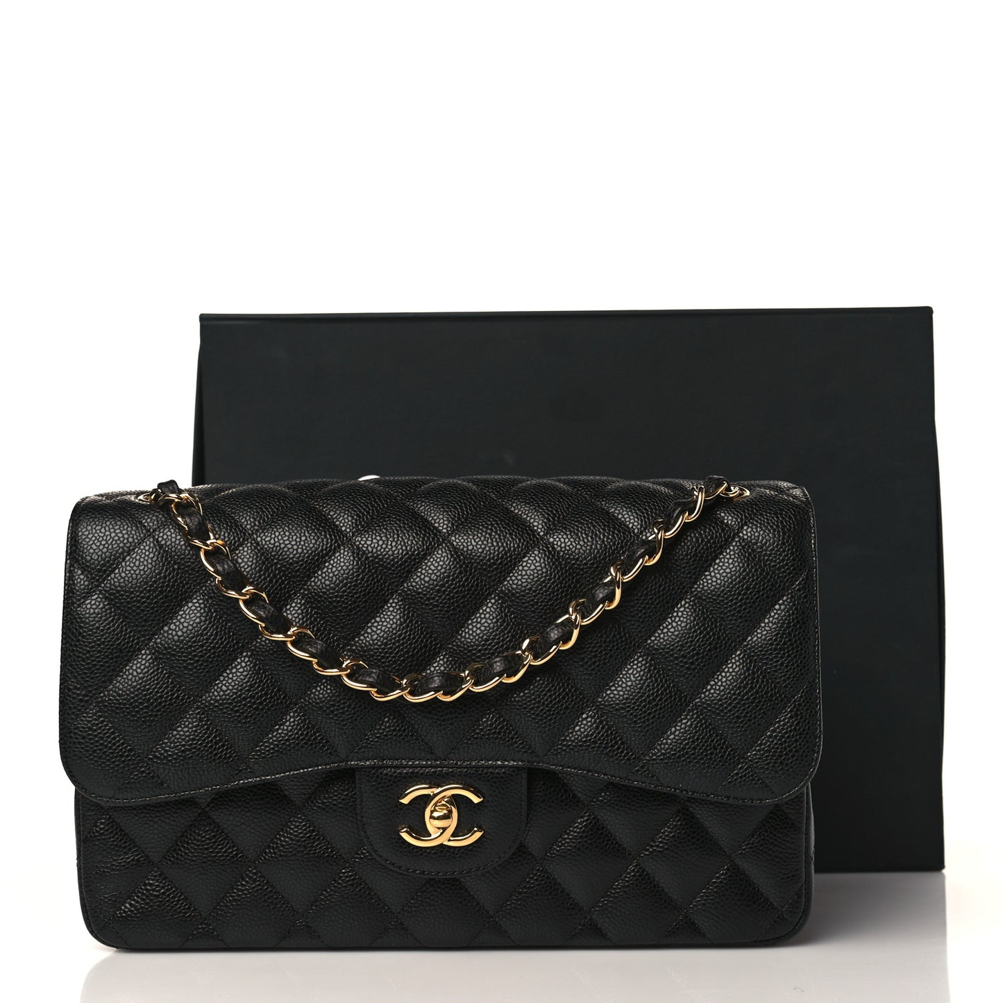 Caviar Quilted Jumbo Double Flap Black