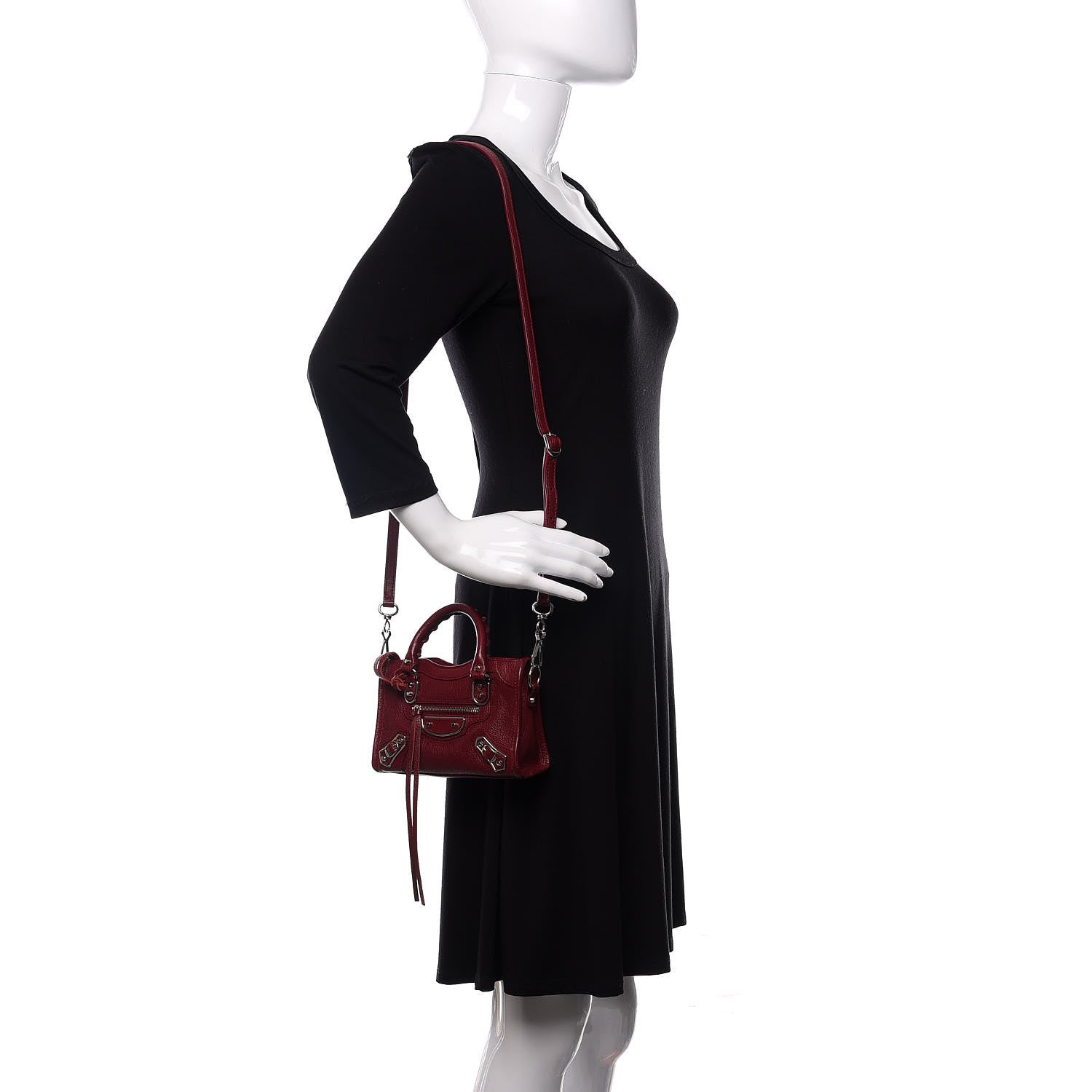 Balenciaga Chevre Silver Metallic Edge Hardware Nano City Rouge Lie De Vin 1 of 11