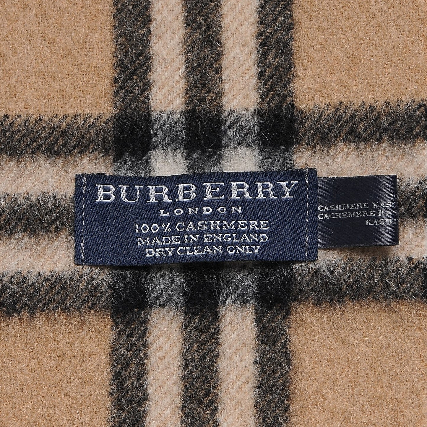 Cashmere House Check Fringe Scarf Camel