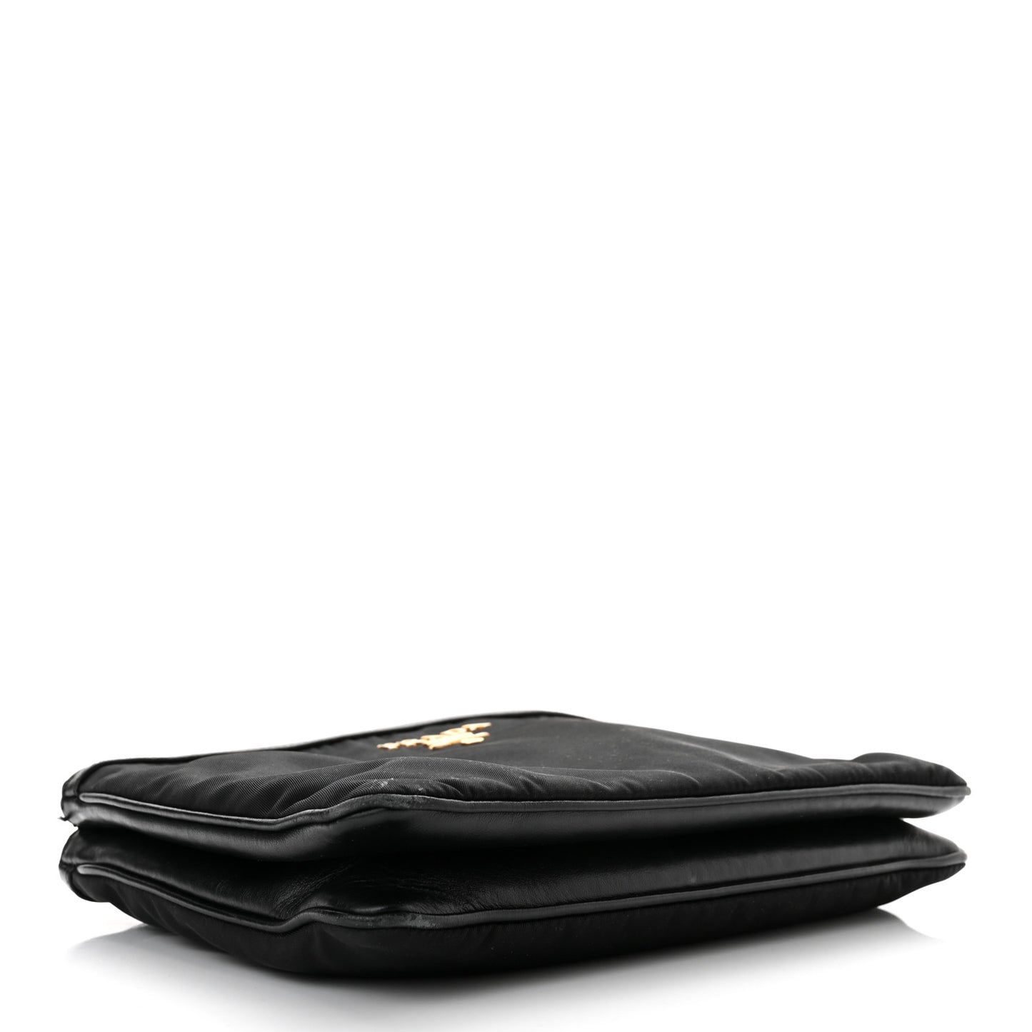 Tessuto Nylon Soft Calf Double Zip Crossbody Bag Black