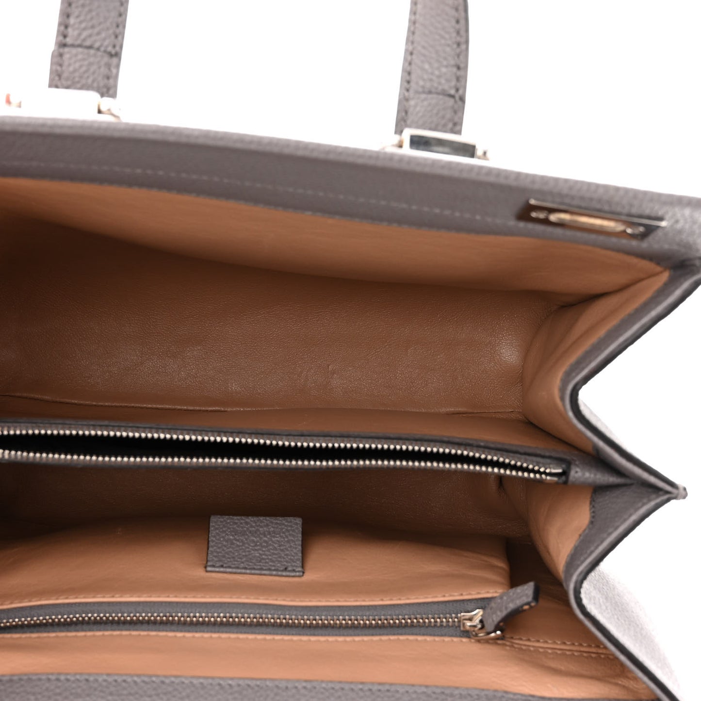 Grainy Calfskin Small Zumi Top Handle Bag Dusty Grey