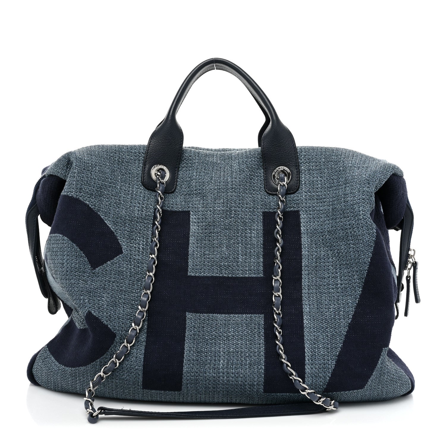 Chanel Canvas Maxi Bowling Bag Blue 1 of 14