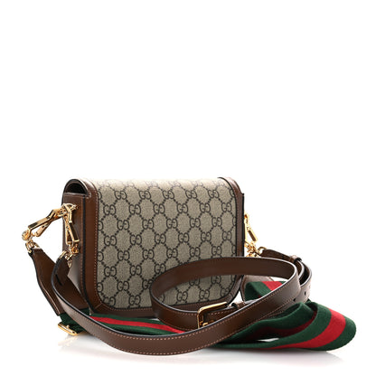 Gucci GG Supreme Monogram Web Mini Horsebit 1955 Shoulder Bag Beige Brown Sugar 3 of 13