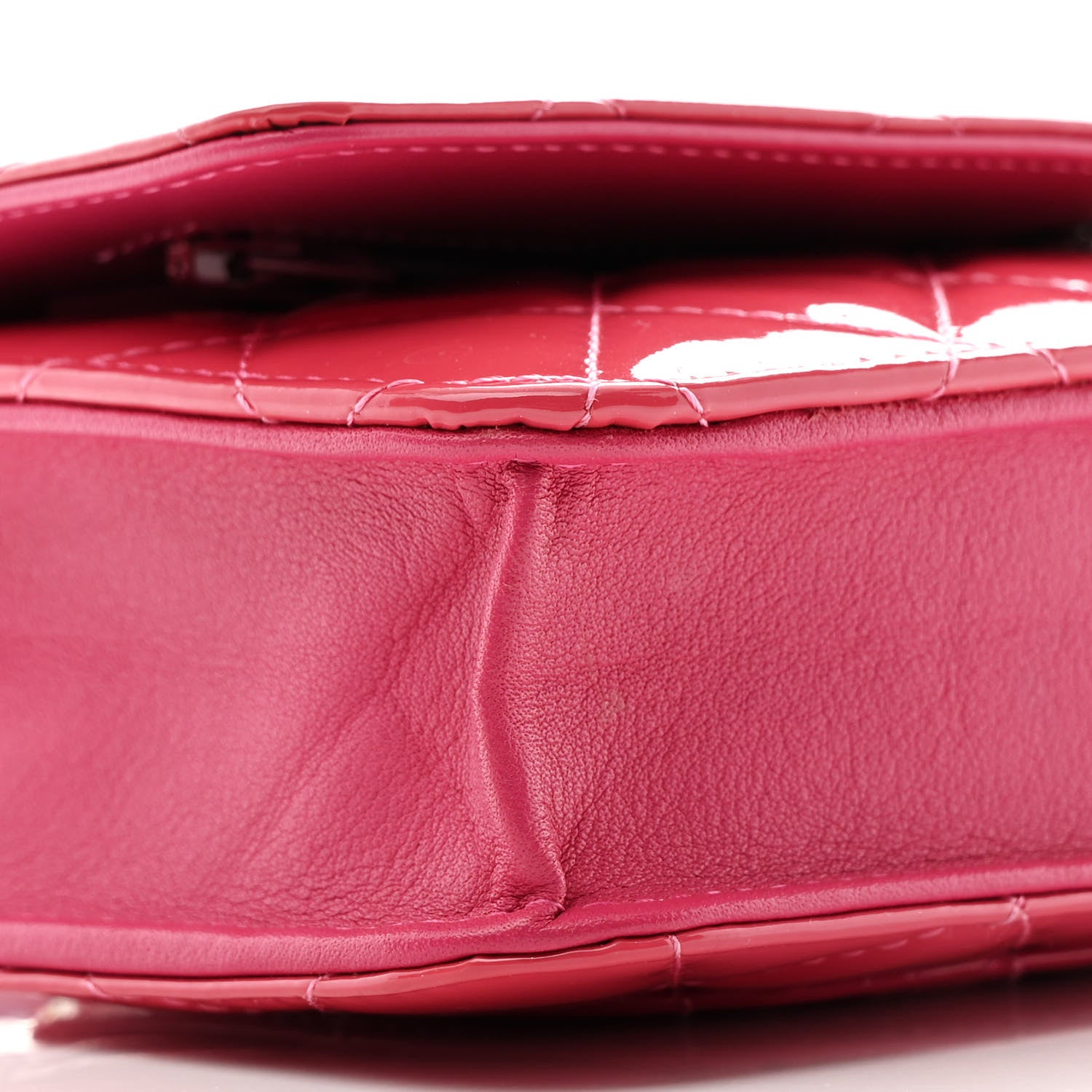 Chanel Patent Calfskin Quilted Wallet On Chain WOC Pink 10 of 12