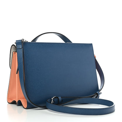 Fendi Vitello Elite Flamingo Colorblock Mini Demi Jour Shoulder Bag White Grey 3 of 9