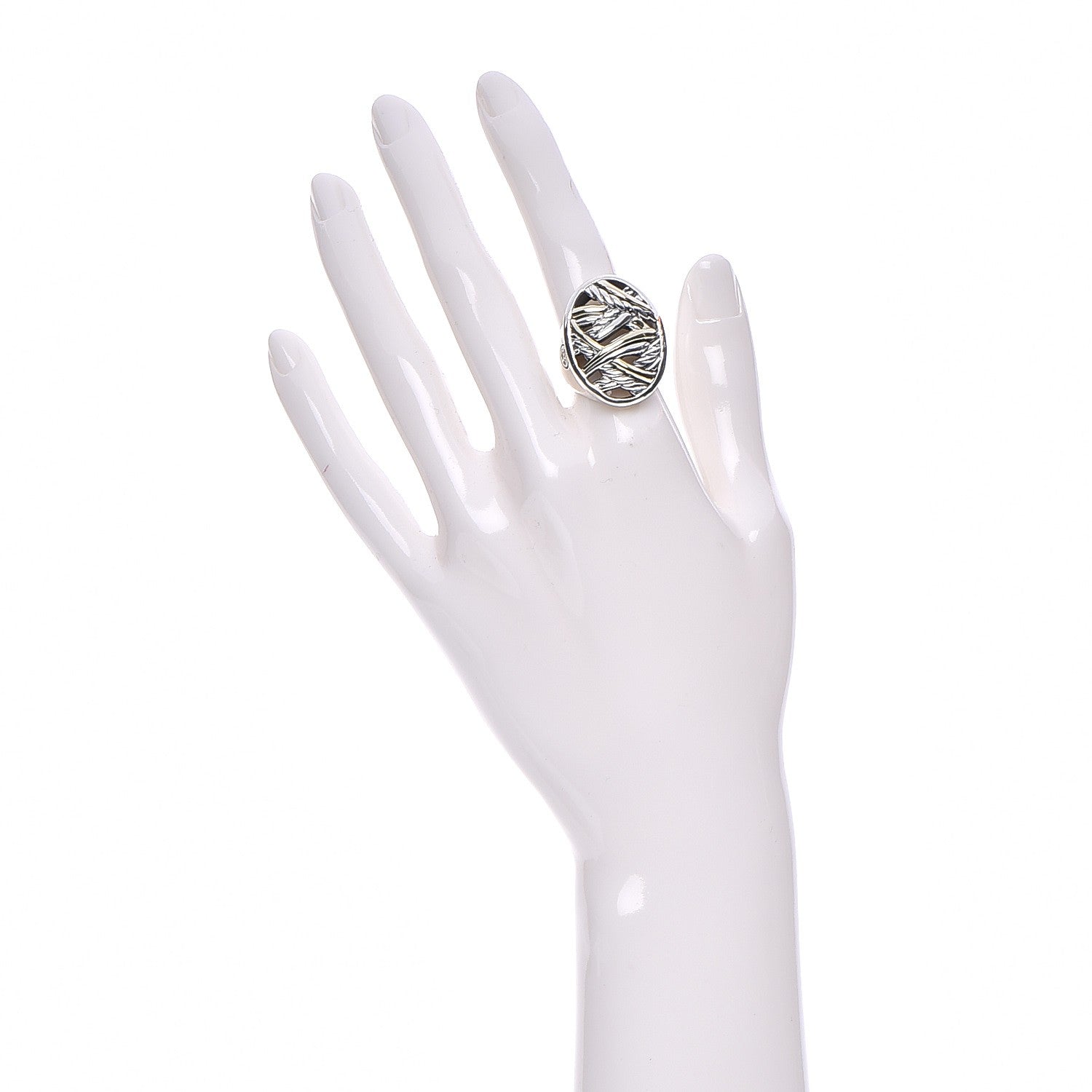 David Yurman Sterling Silver 18K Yellow Gold Papyrus Oval Ring 52 6.25 2 of 5