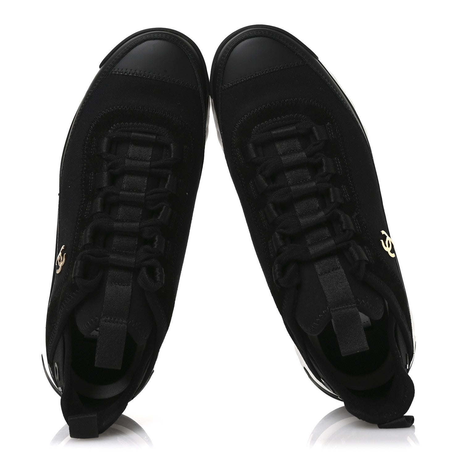 Chanel Velvet Calfskin Mixed Fibers CC Sneakers 38 Black 2 of 8