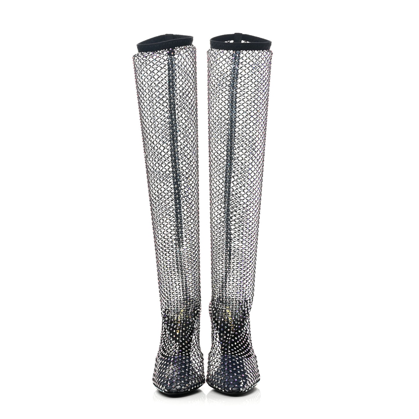 Mesh Crystal 68 Knee High Boots 37 Black