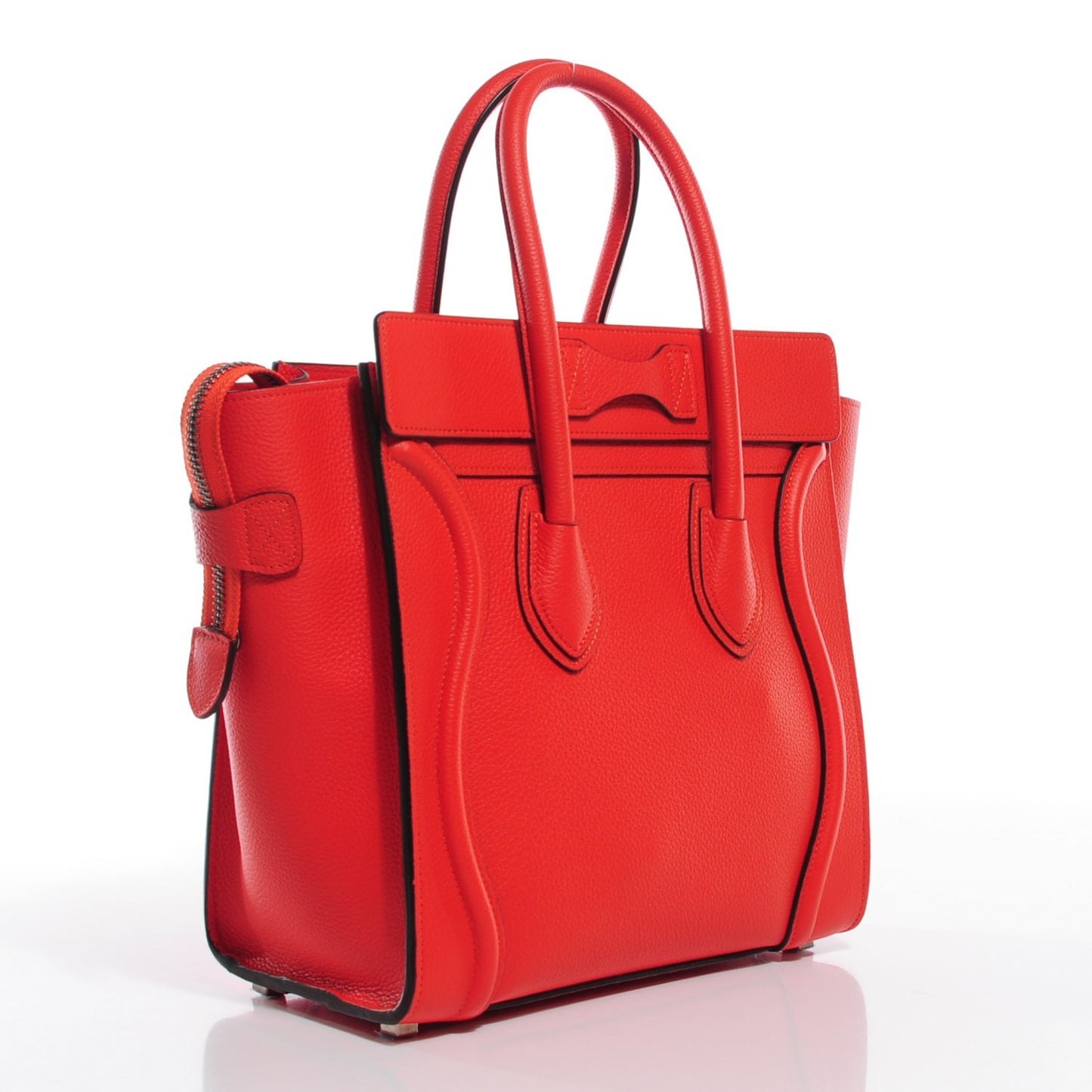 Drummed Calfskin Micro Luggage Vermillion