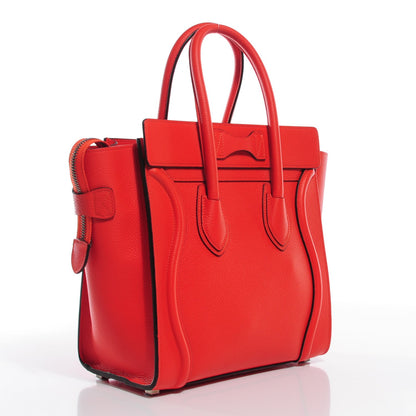 Celine Drummed Calfskin Micro Luggage Vermillion 3 of 8