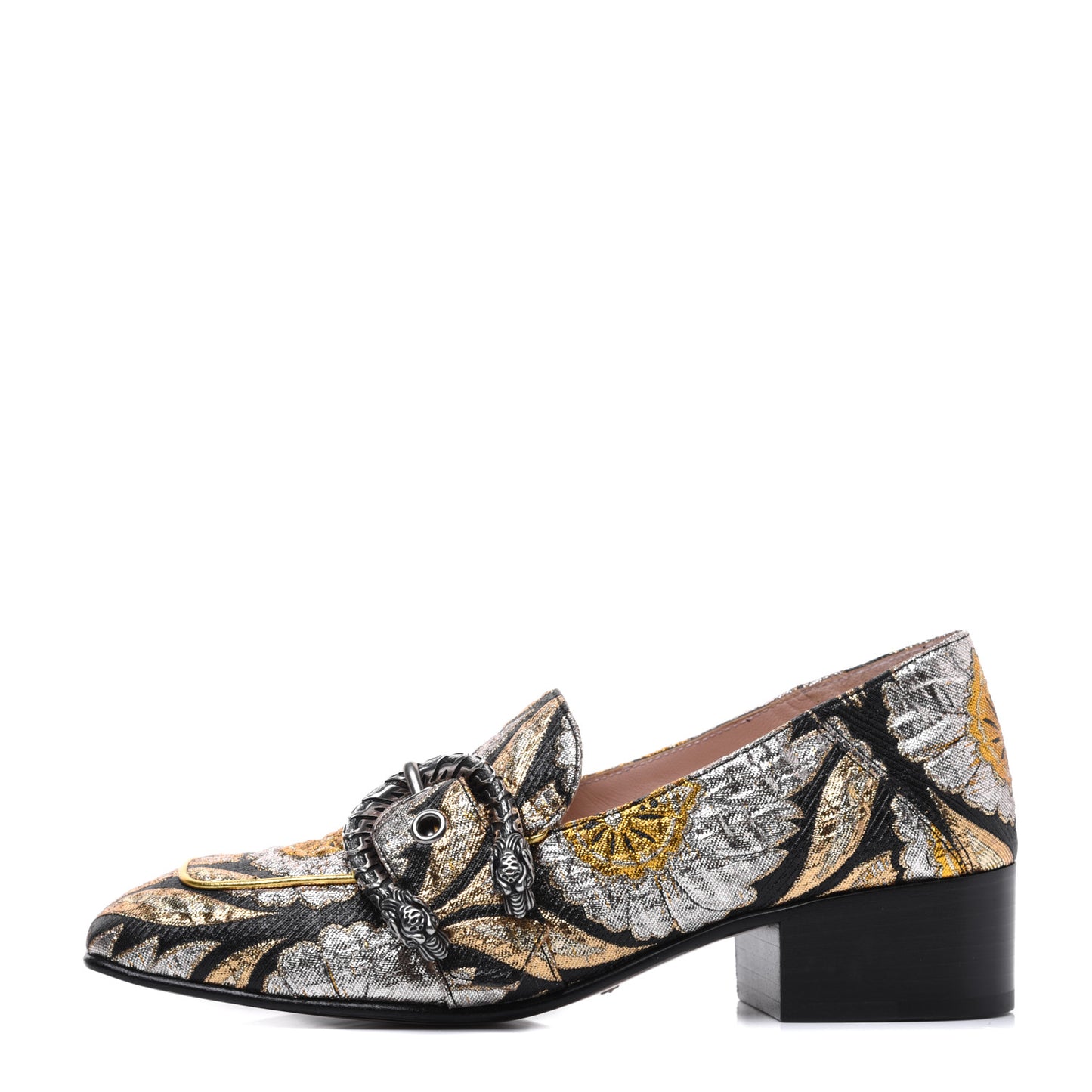 Brocade Floral Jacquard Dionysus Loafers 35.5 Black