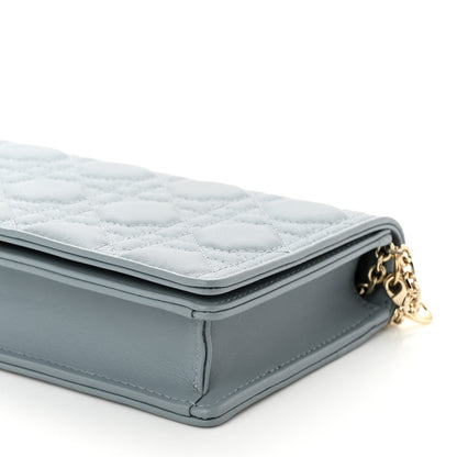 Christian Dior Lambskin Cannage Lady Dior Chain Wallet Cloud Blue 10 of 10