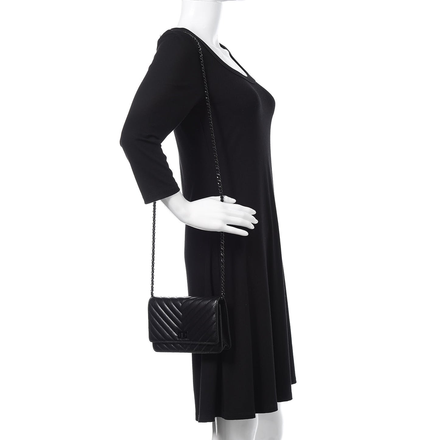 Aged Calfskin Chevron Quilted Reissue Wallet On Chain WOC So Black