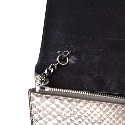 Saint Laurent Metallic Python Calfskin Embossed Classic Monogram Kate Tassel Chain Wallet Anthracite 10 of 13
