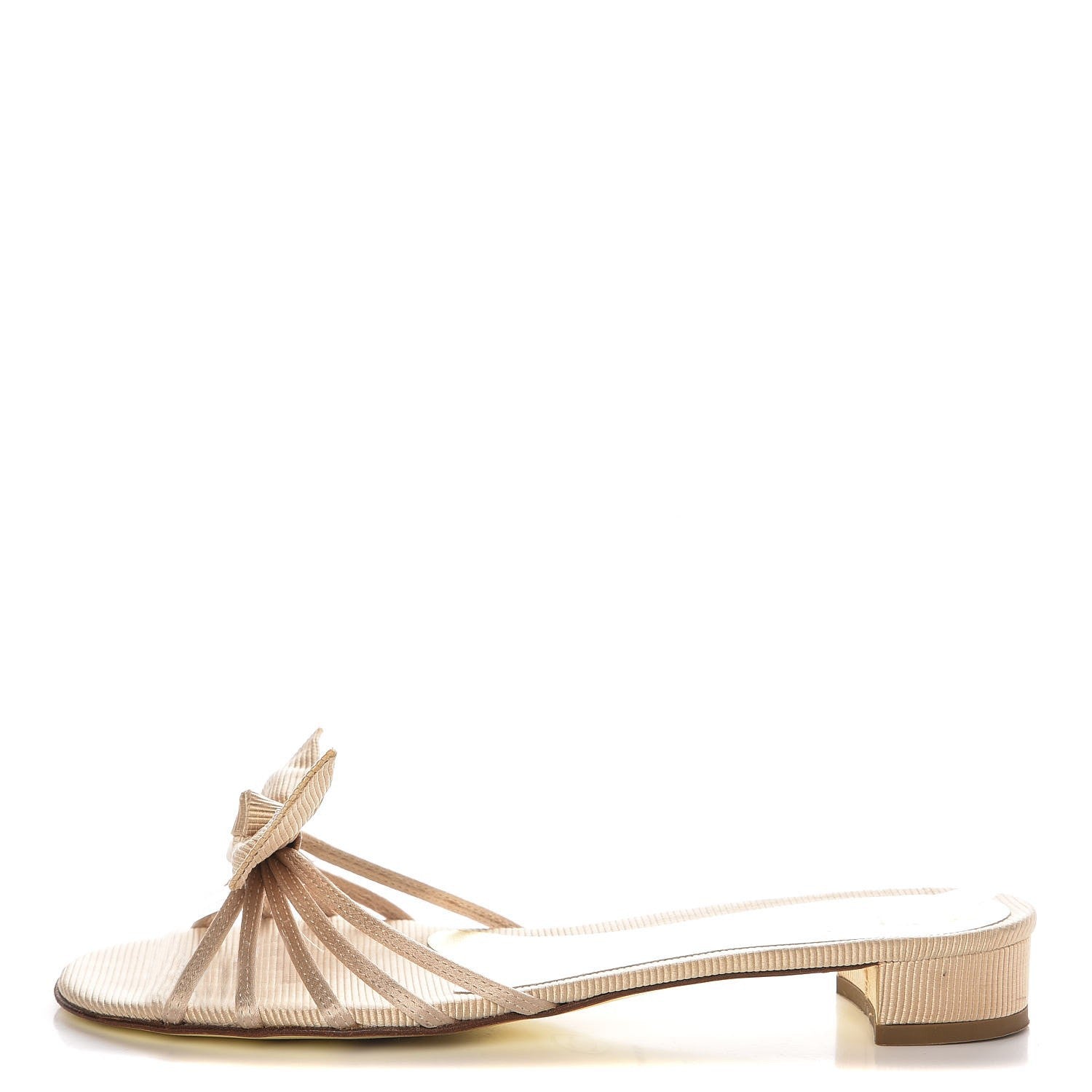 Chanel Grosgrain Pearl CC Bow Sandals 38 Beige 1 of 9