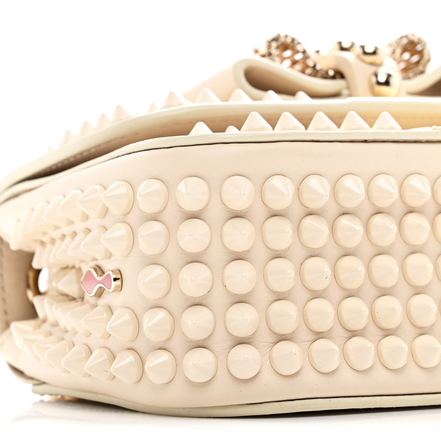 Christian Louboutin ベージュ パーティーバッグ Christian Louboutin Calfskin Spikes Sweety Charity Shoulder Bag