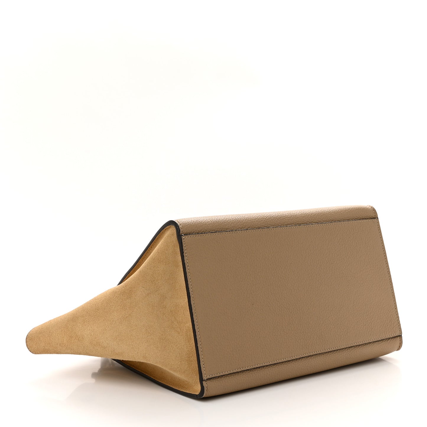 Drummed Calfskin Suede Small Trapeze Dune