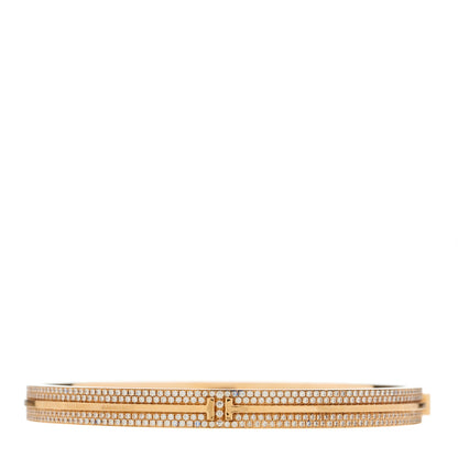 Tiffany 18K Rose Gold Diamond T Hinged Pave Bracelet 2 of 5