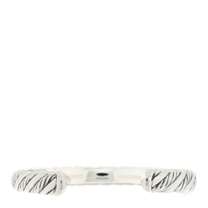 David Yurman Sterling Silver Diamond Narrow Sculpted Cable Cuff Bracelet 2 of 3