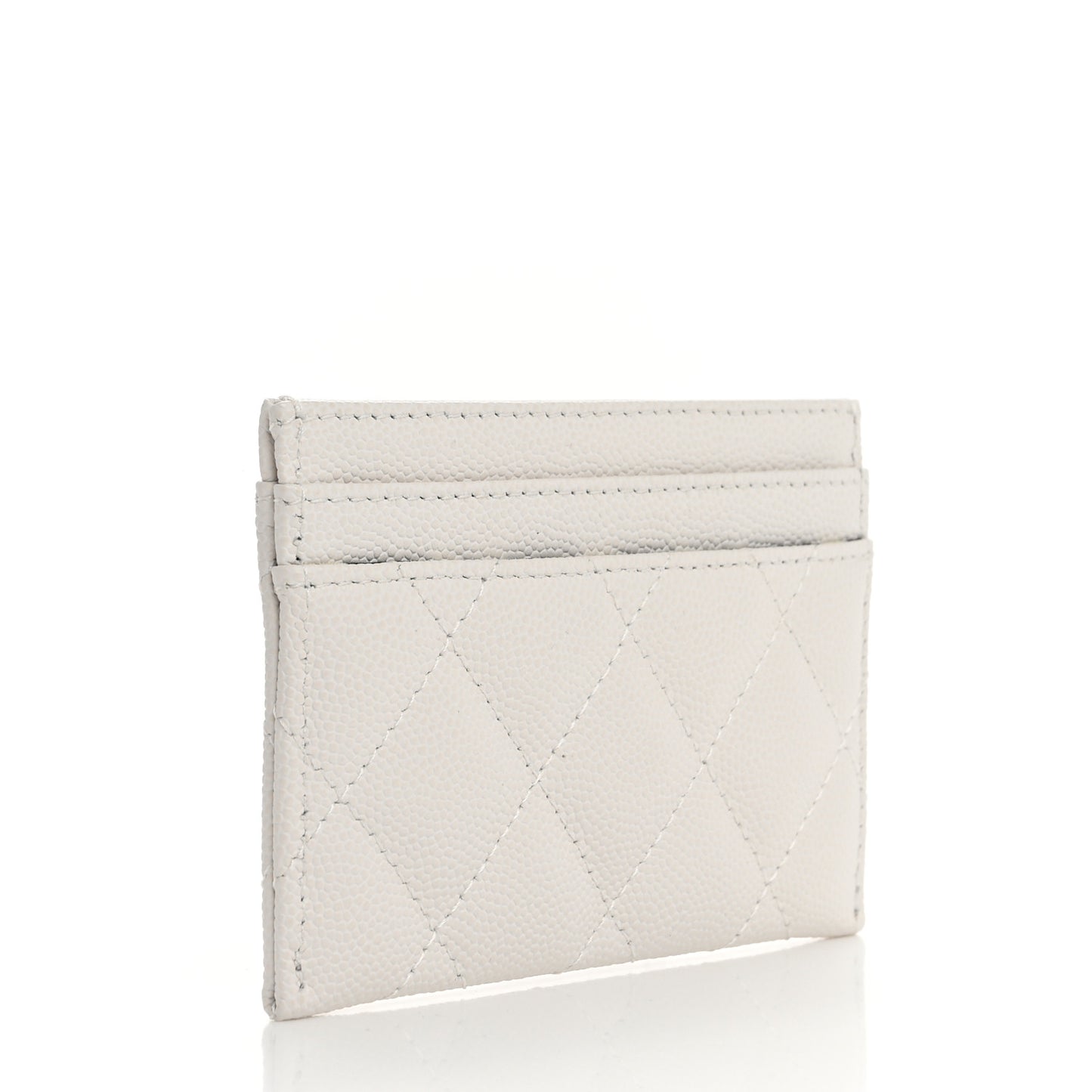 Caviar Quilted CC Logo Card Holder White