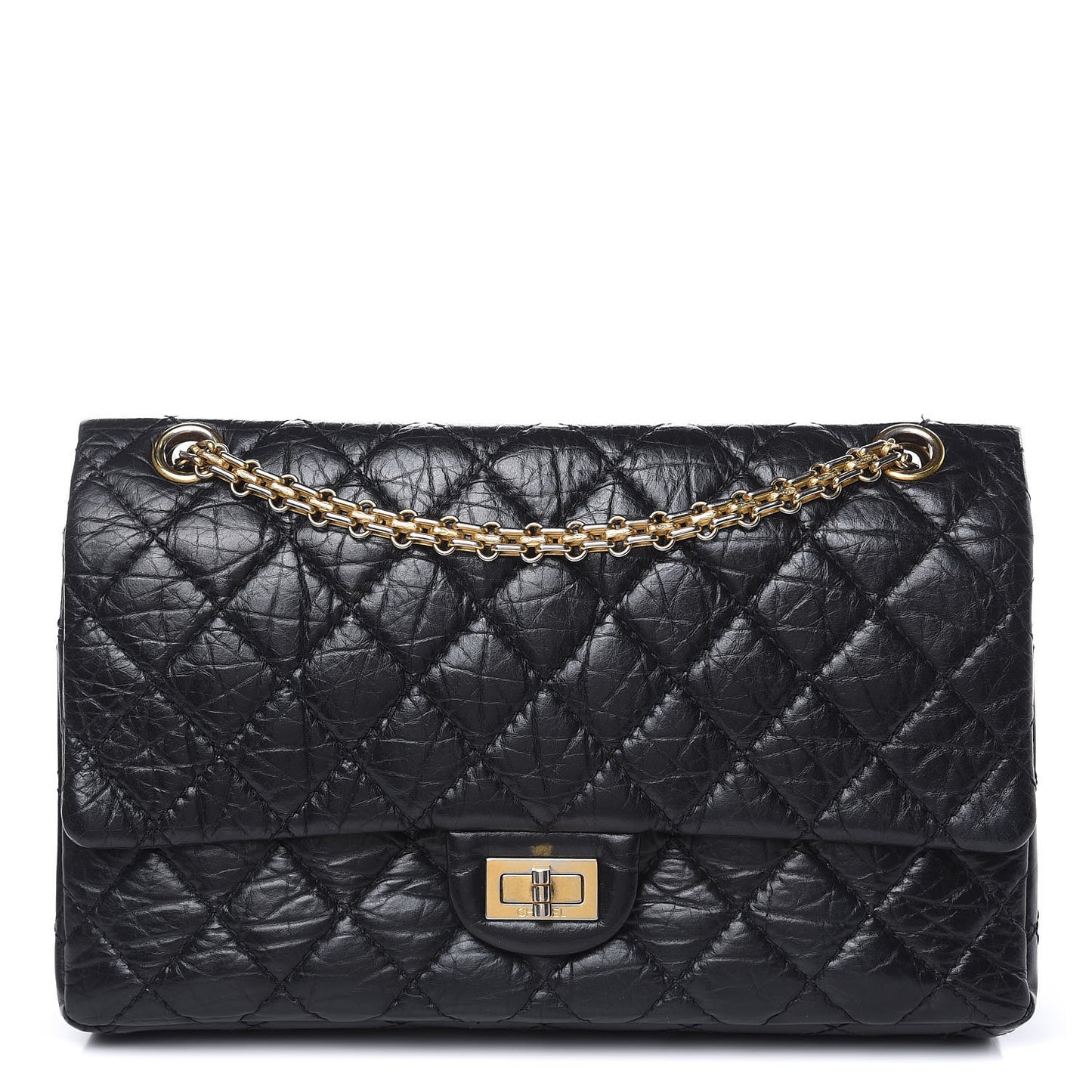 Aged Calfskin Quilted 2.55 Reissue 226 Flap Black