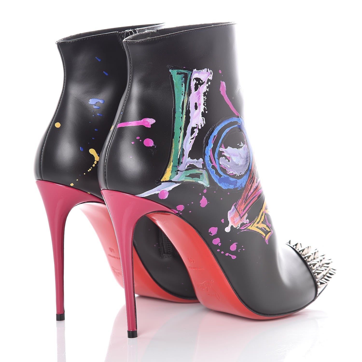 Christian Louboutin Calfskin Patent Love Is A Boot 100 Booties 40 Black 5 of 9
