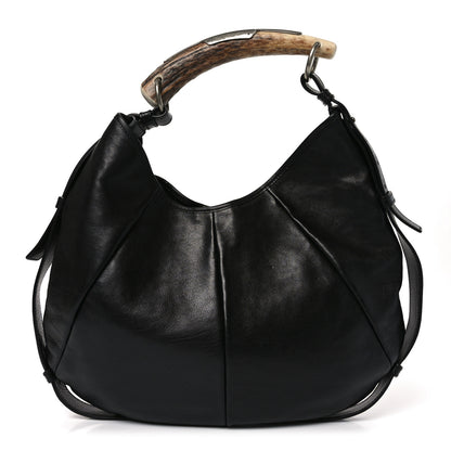 Saint Laurent Calfskin Buffalo Horn Mombasa Hobo Black 1 of 8